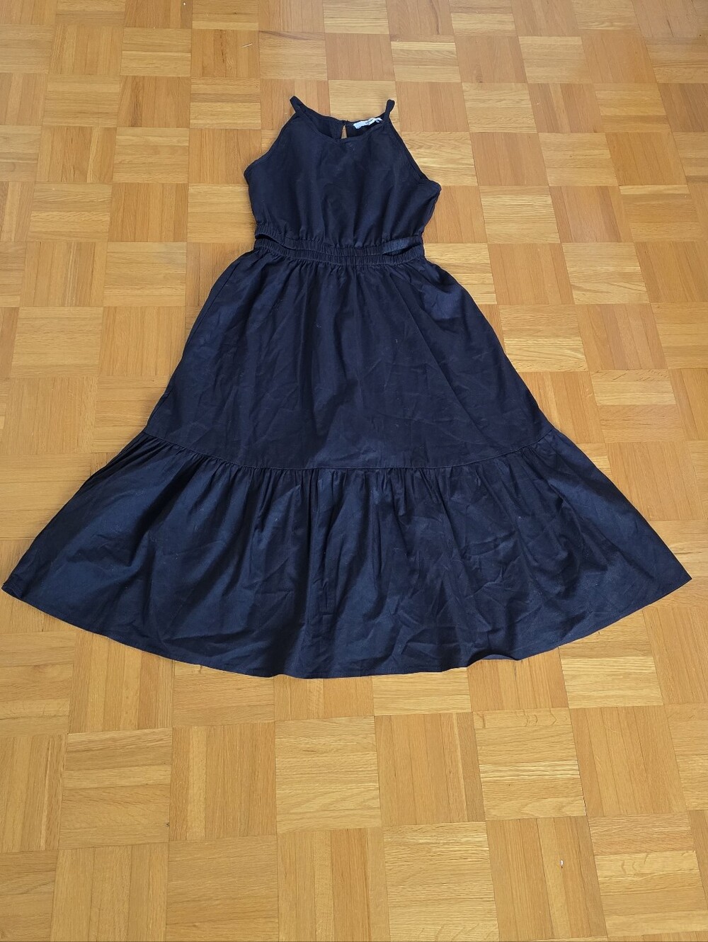 Aka Girls Cotton Black Sleeveless Bohemian Flowy Lightweight Dress Kids Size 12
